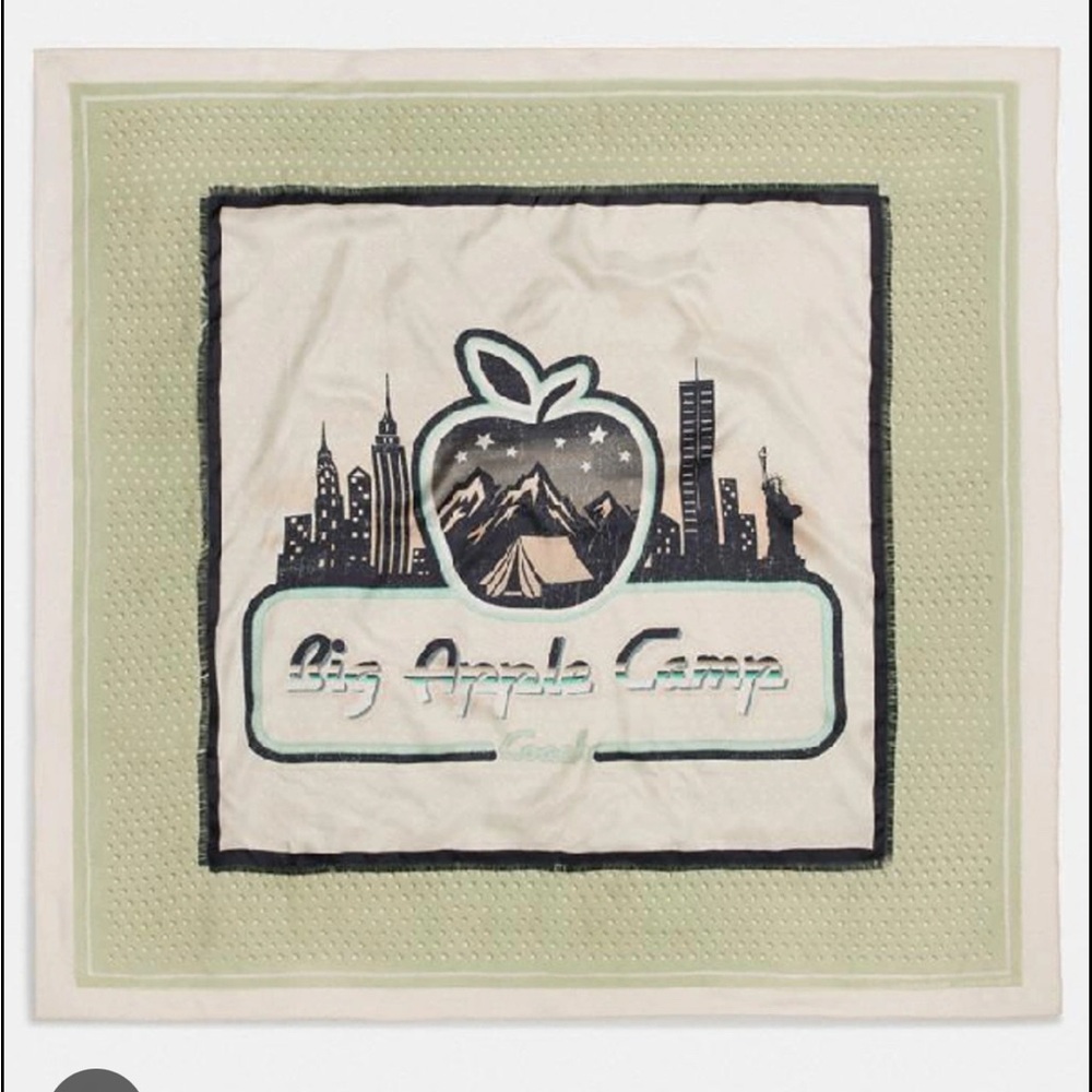 Coach Big Apple Camp Print Silk Oversized Square Scarf